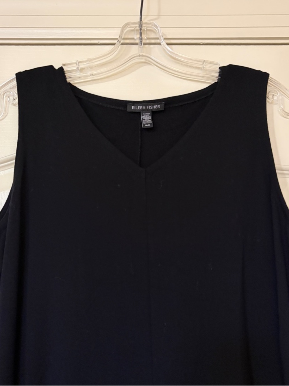 Eileen Fisher Black V-Neck Sleeveless Midi Dress - Picture 2 of 8